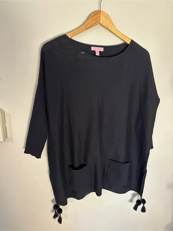 Lilly Pulitzer Elba tunic sweater black xxs - Image 2