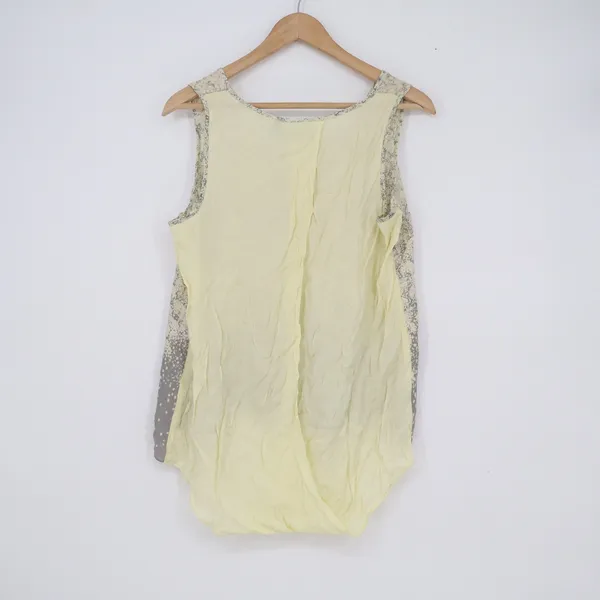 Simply Vera Vera Wang Womens Large Yellow Grey Floral Dot Layered Tank Top - Image 4