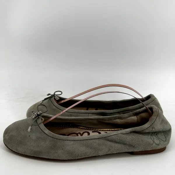 Sam Edelman Felicia Ballet Flats Suede Cushioned Bow Slip On Gray 8 - Image 4