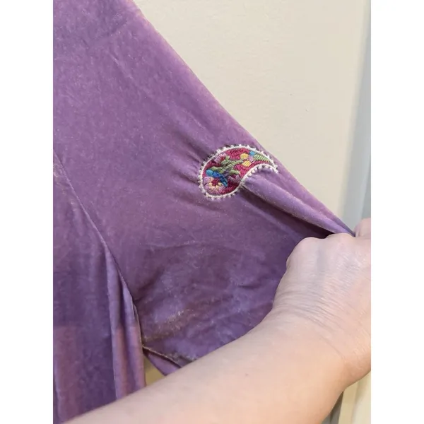 Johnny Was Velvet Flutter Sleeve Raglan Karime Embroidered‎ Dress Lavender - Image 6