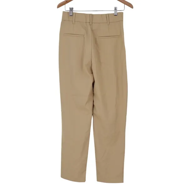 Zara Trouser Pants Womens Medium Brown Viscose Stretch Pleated Business Career - Image 8