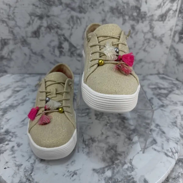 Hey Dude Cody Boho Mix Slip On Shoes Size 8 Natural Canvas Tassel Moccasin Flats - Image 3