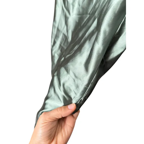 ASTR The Label Elain One Shoulder Satin‎ Midi Dress Sage Green Women's Large - Image 7