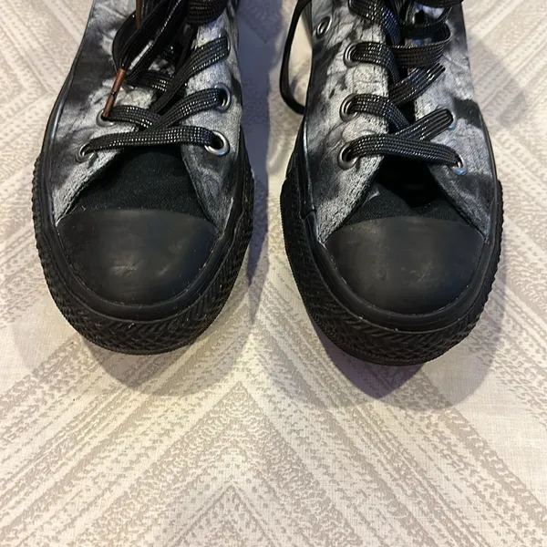 Converse Women’s Custom Black & White High Top Sneakers - Image 2