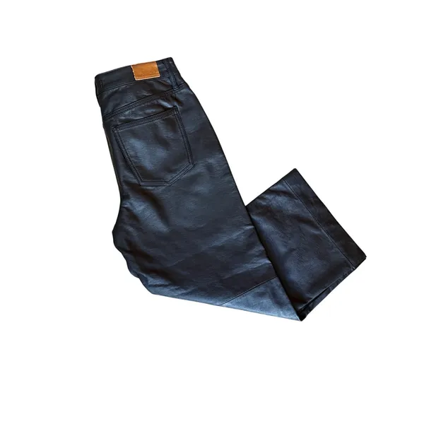 Unpublished Leather Look Wide Leg Pants Size 29 Black Faux Leather Denim Style - Image 4