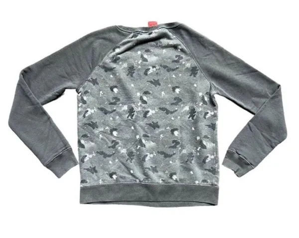 Nike Tech Sweatshirt Gray Camo Pullover Kangaroo Pocket Scoop Neck Medium - Image 2