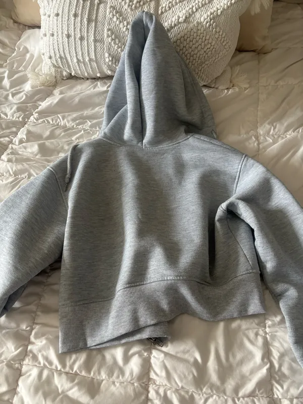 Cropped Grey Zip Up Jacket Gray - Image 3