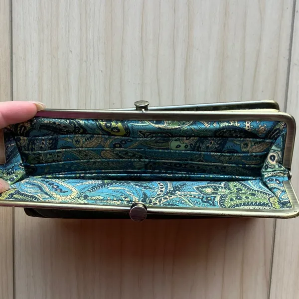 HOBO INTERNATIONAL~LAUREN~VINTAGE HYDE Leather Clutch Double Frame Wallet BLACK - Image 10
