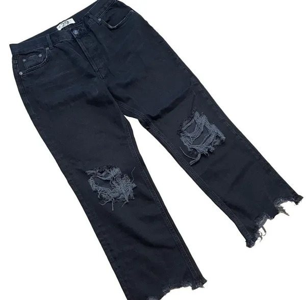 NWT Free People We The Free Maggie Mid-Rise Straight-Leg Distressed Jeans 29 - Image 3