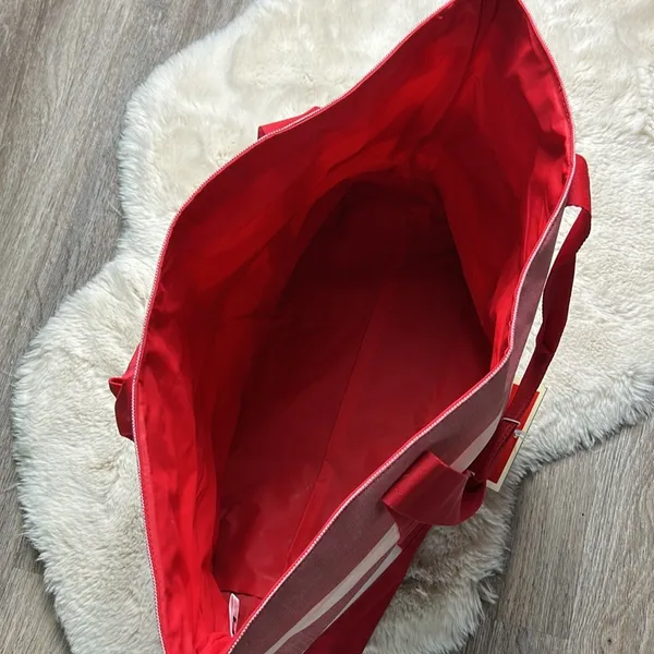 Tommy Hilfiger Red and White Large Tote Bag - Image 6