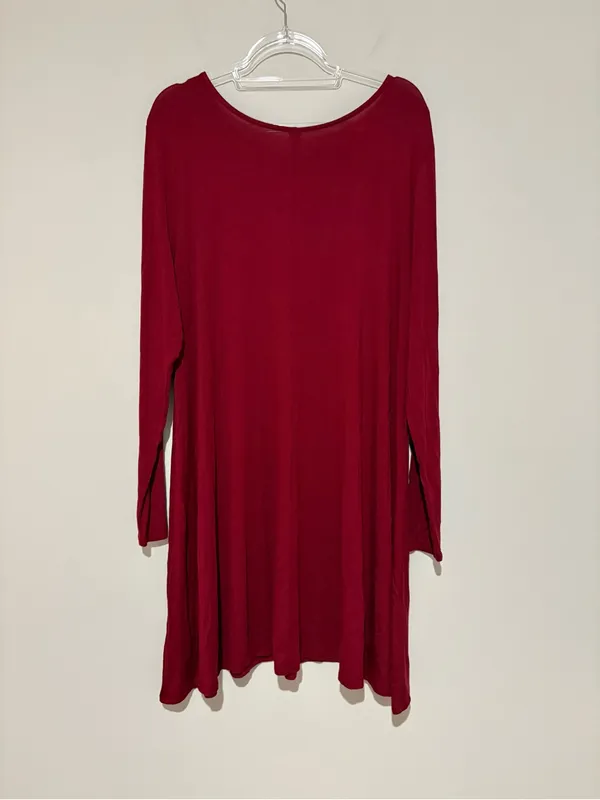 Old Navy Long Sleeve knit swing dress‎ gosh garnet red size XL - Image 3