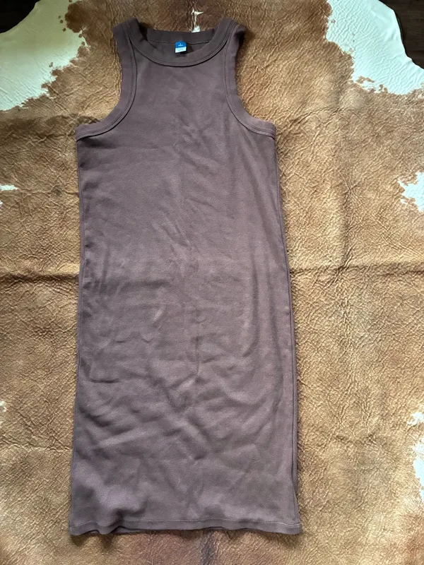 Old Navy brown tank knee length ribbed dress Size large tall No flaws - Image 2