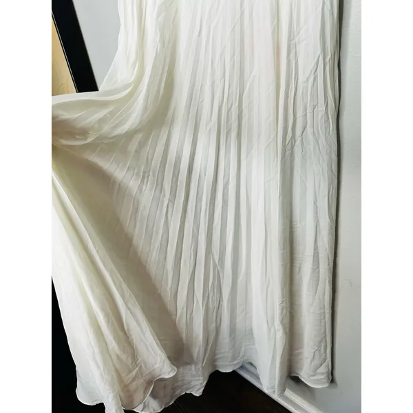 TOME White Accordion Pleated Sleeveless Flowy Bridal Maxi Dress Size 6 - Image 11