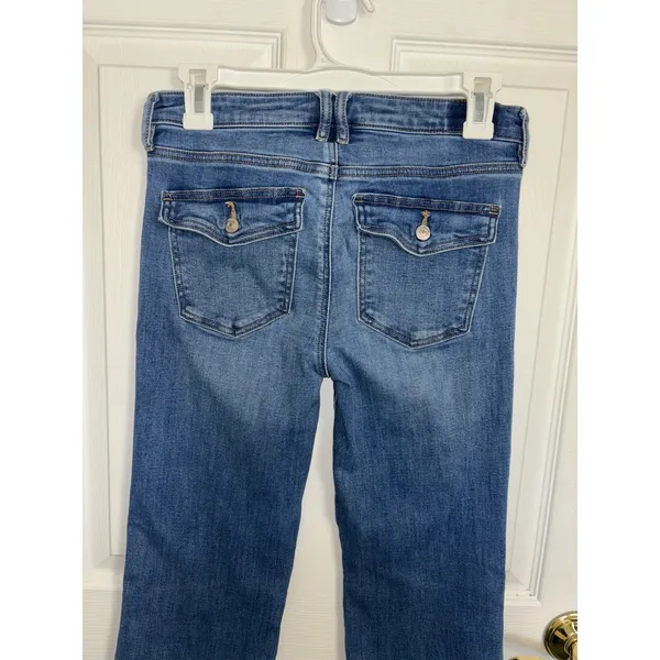 American Eagle Low Rise Flare Jeans 4 Long 31” Flap Pockets Next Level Stretch - Image 4