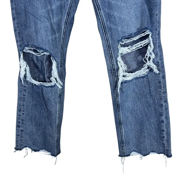 Vervet V2404 High Rise Distressed Straight Leg Jeans Blue Denim Size 25 - Image 3
