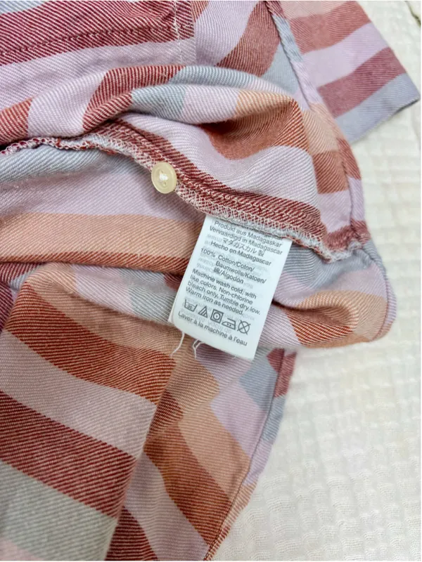 Women's Madewell Boxy Button Down Shirt Size S Multi-color Striped Cotton - Image 4