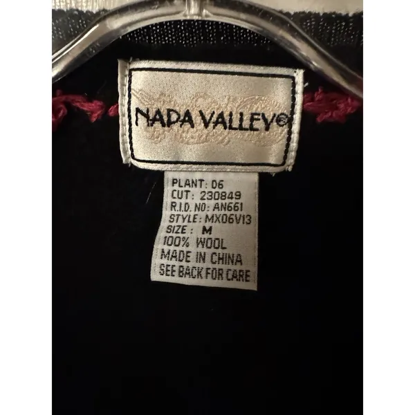 Vntg Napa Valley‎ 100% Wool Embroidered Zip Cardigan Size M - Image 7