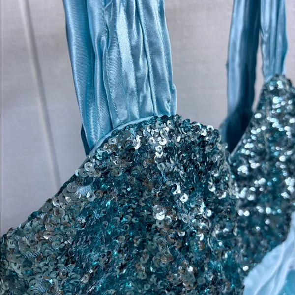 Deb Sequined Prom Dress Blue Size 14 - Image 3