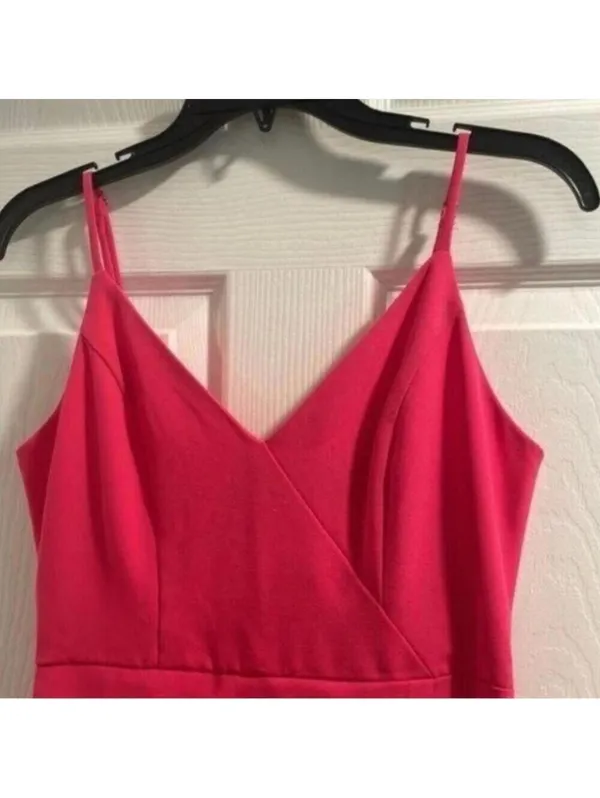✅NWT Do+Be Pink Spaghetti Strap Asymmetric Hem Fitted Hot Pink Dress - Image 2
