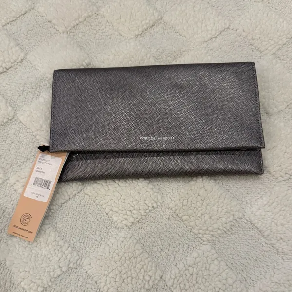 Rebecca Minkoff Metallic Leather Wallet Clutch Bag - Gunmetal NWT - Image 6