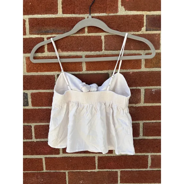 Y2K White Tie Front Cami Top One Size Coquette Minimal Summer Crop Tank - Image 6
