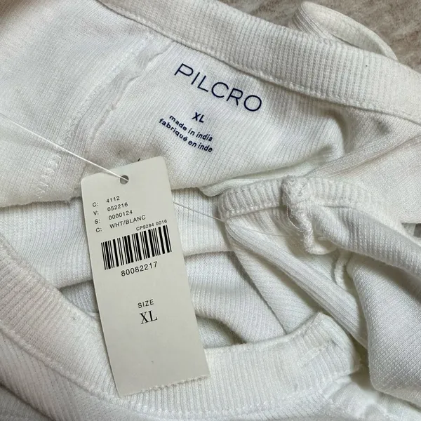 Pilcro Womens XL White Ribbed Sleeveless V-neck Button Tank Top New Basic Casual - Image 8