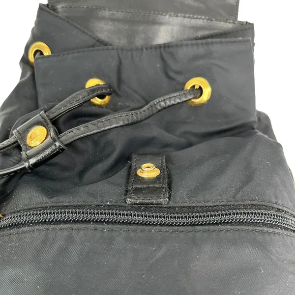 MOSCHINO Mini Black Nylon Leather Trim Backpack Gold-tone Logo - Image 11