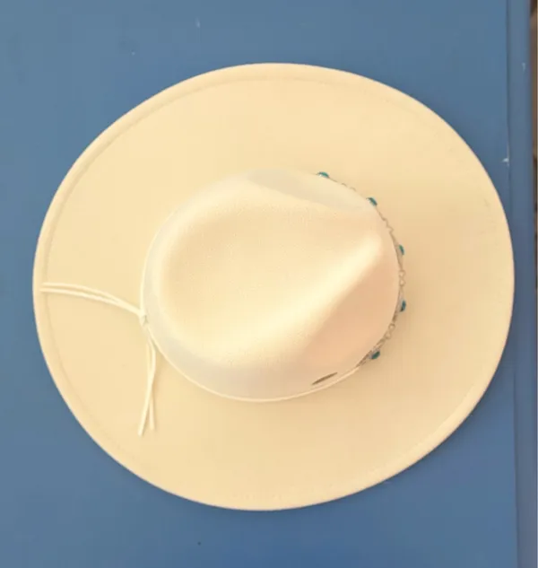 & Other Stories Adora Ivory Felt Western Hat Turquoise Concho Band Boho Luxe Cowgirl - Image 9
