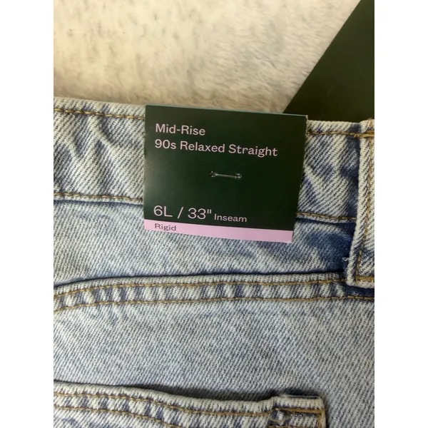 Wild‎ Fable Womens 90s Relaxed Straight Jeans Light Wash Distressed 6L 33 Inseam - Image 3