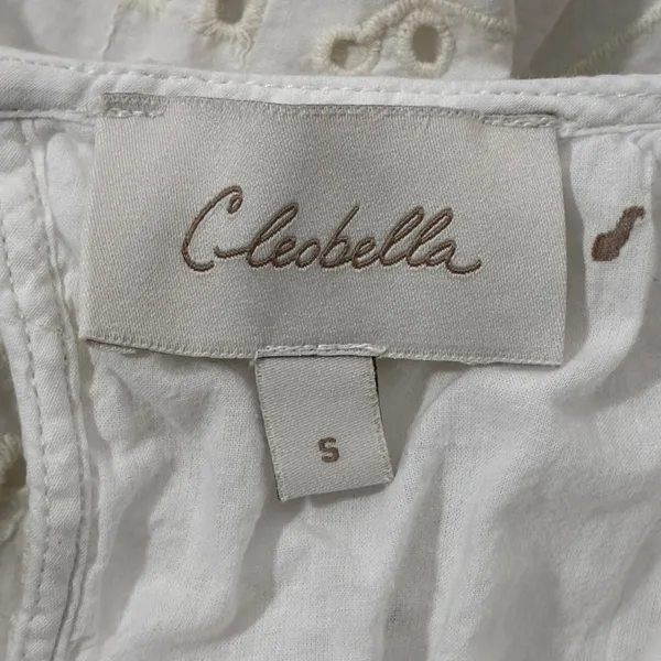 Cleobella Cherie Midi Dress Eyelet Lace Ruffle Size S White Cottagecore Prairie - Image 9