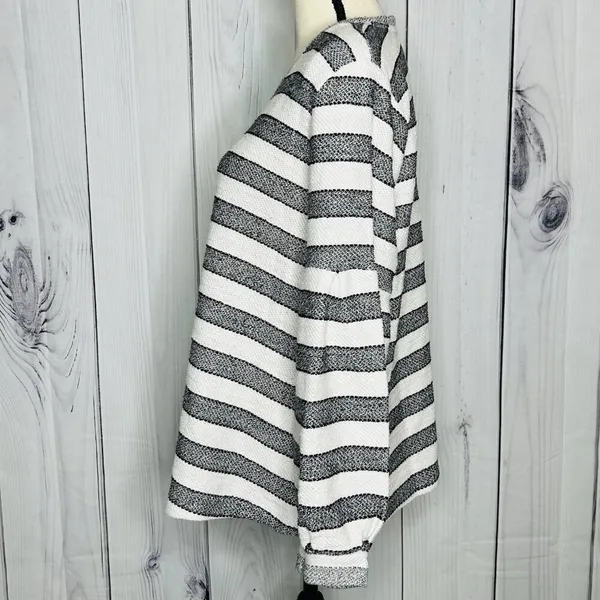 Style & Co Sweater Size L Black White Striped Long Sleeve Woven Knit - Image 4