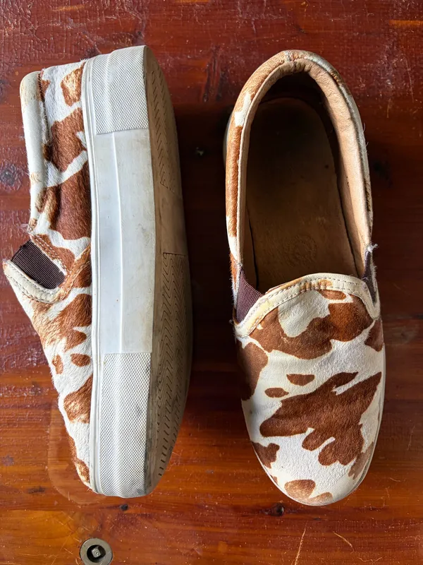 Cowhide Platform Shoes Brown Size 6 - Image 2
