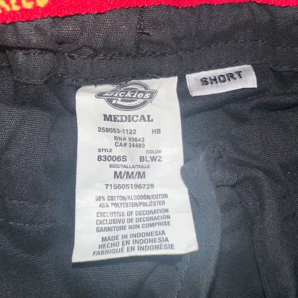 Dickies Medical Unisex Scrub Pants – Size M Short – Black - Image 3