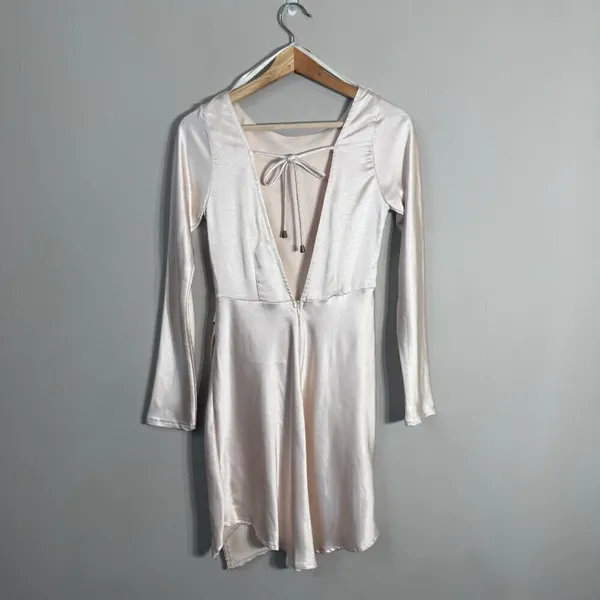 Hello Molly Expressed Permission Mini Dress Women's XS 2 Champagne Satin NWT - Image 6