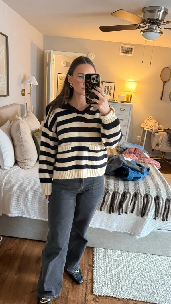 Zara Navy Striped Sweater  - Image 2