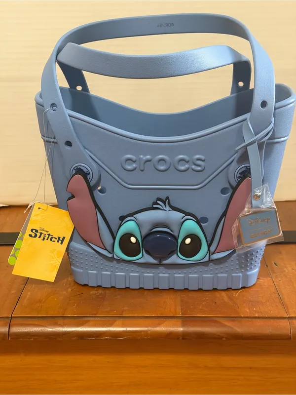 NWT CROCS Light Blue Stitch Small Tote Bag with Pink Ear Accents - Image 3