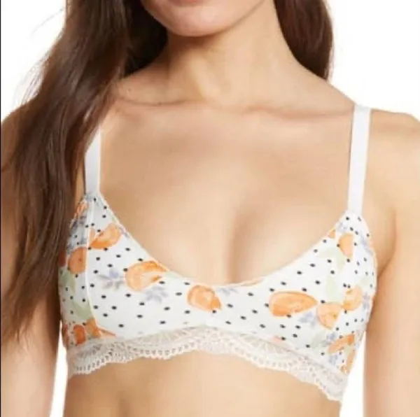 NWT Free People Mari Orange Slice Fruit Printed Bralette Ivory Combo, XS - Image 5