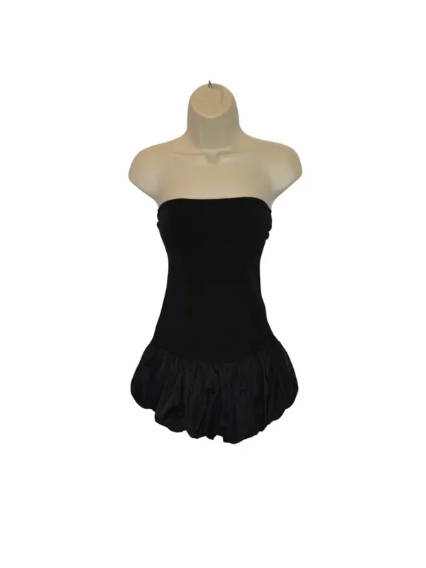 Edikted Black Bubble Skirt Ribbed Mini dress‎ size M - Image 4