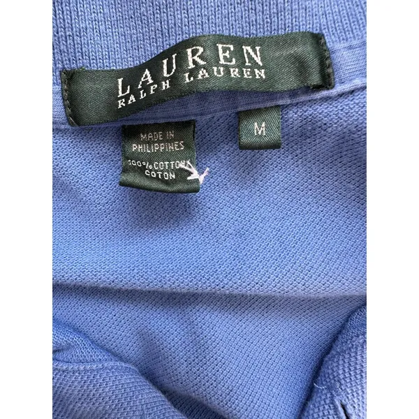 Vintage 90s Ralph Lauren Women’s Blue Polo Shirt Medium - Image 7