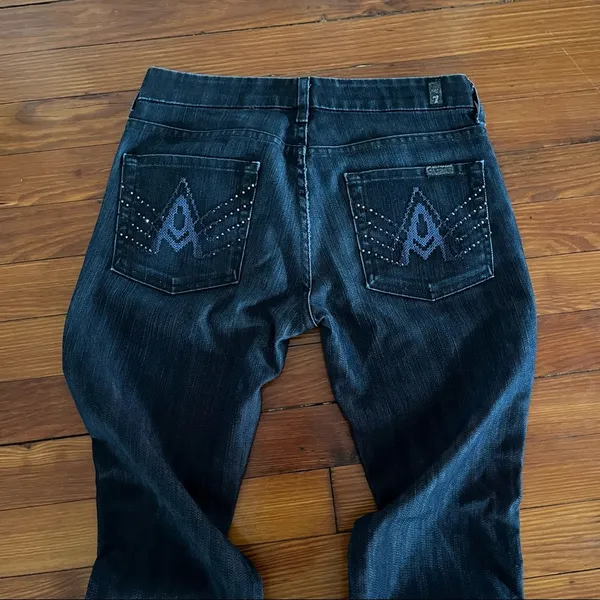 7 For All Mankind Jean Size 28 A Pocket Flare Cross Stitch - Image 3
