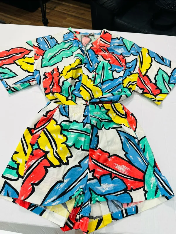 Plus Size Multicolor Leaf Print Swim Cover - Image 8