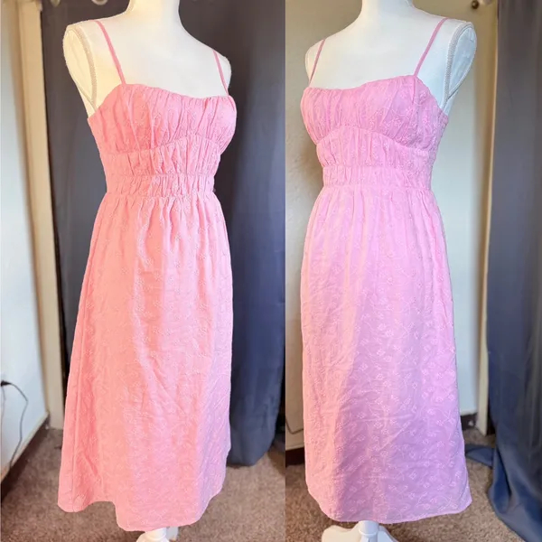 That's So Fetch Mik Cottagecore Pink Embroidered Midi Dress Size 4 - Image 12