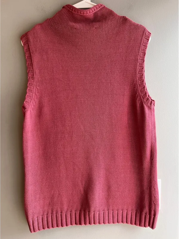 Doncaster Luxury Pink Sleeveless Moc Neck Sweater Vest Knit Too M - Image 5