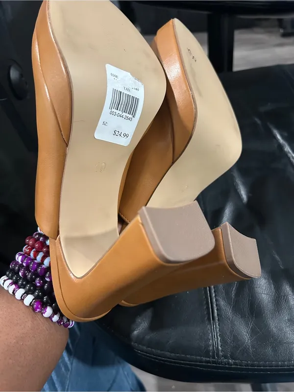 Rouge Women's Tan Leather Mule heel Slides - Image 8