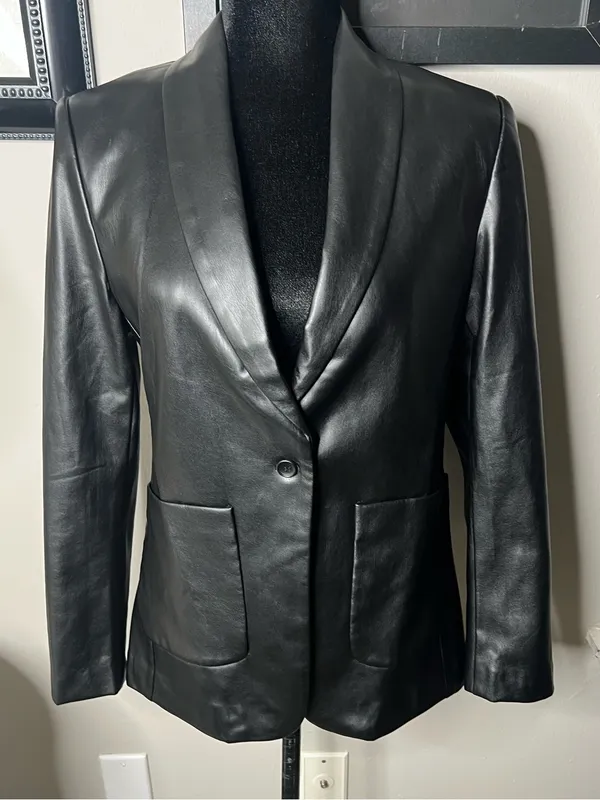 Elan classic faux leather blazer small‎ - Image 3