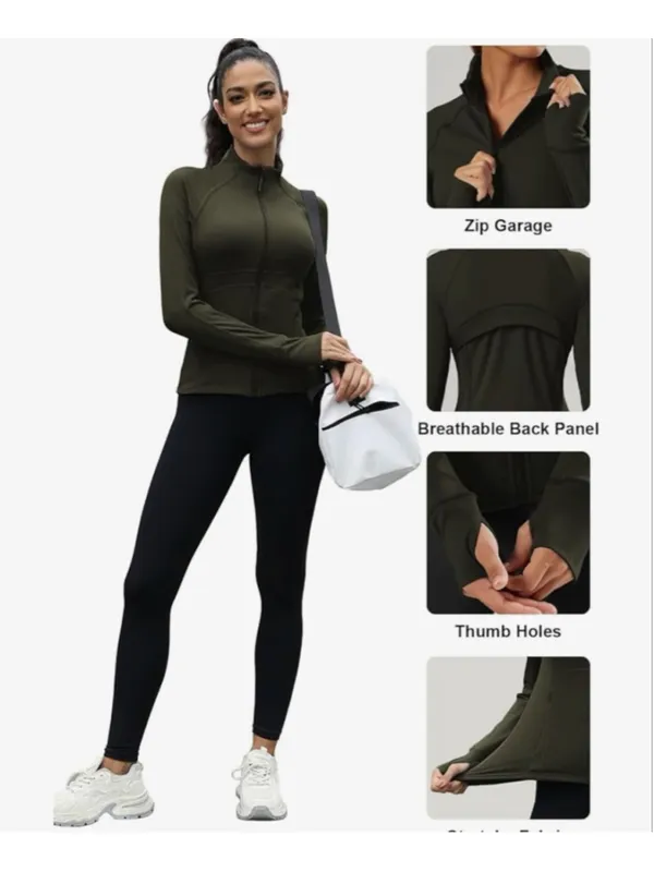 NEW Zip Up Jackets Yoga Gym Top Running Workout Jackets S - Image 9