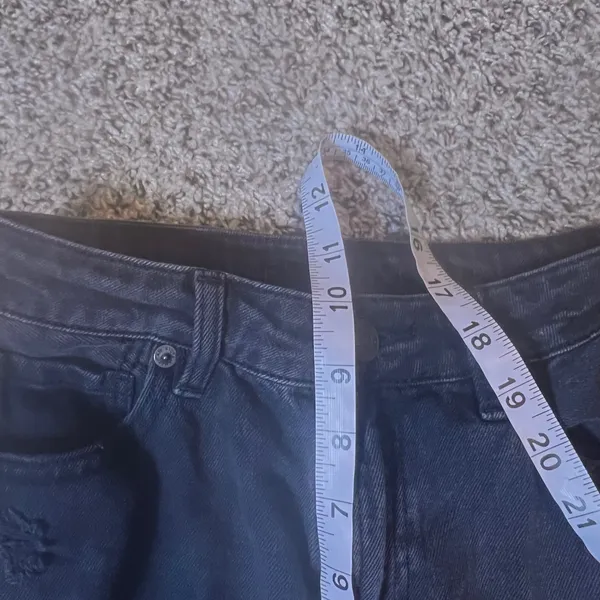 American Eagle Mom Straight Jeans 000 Ripped Distressed Black Denim‎ - Image 6