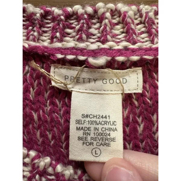 Pretty‎ Good Women Size Large Knit Ribbed Sweater Acrylic Winter Casual Colorful - Image 3