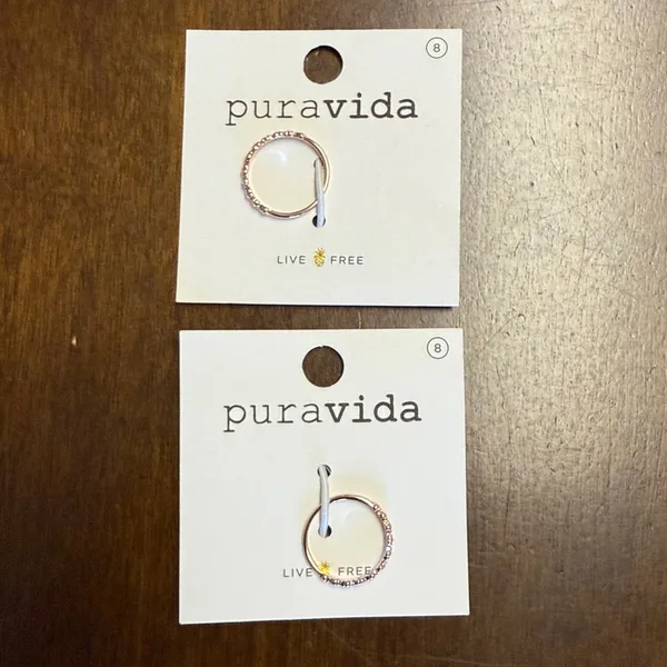 Pura Vida Floral Stacking Rings Set of Two - Brass Base with Rose Gold Plating - Image 5