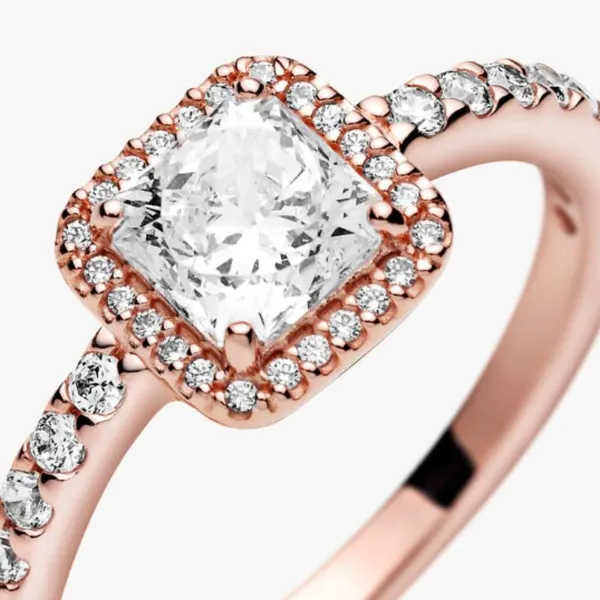 Pandora Square Sparkle Halo Ring 14k rose gold plating - Image 5